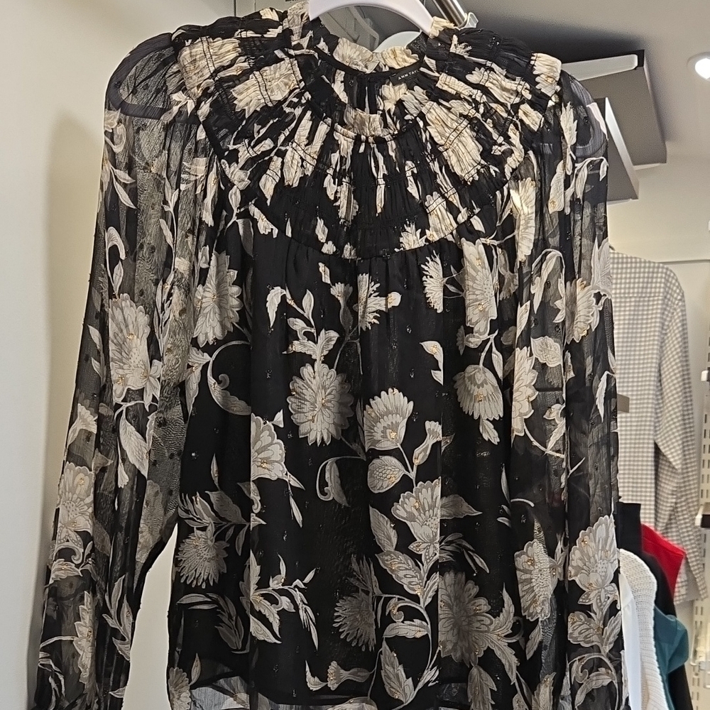 Ann Taylor Gold and Black Blouse
